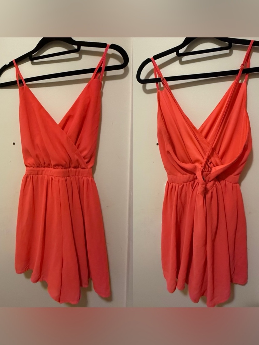 Charlotte Russe Coral Pink Spaghetti Strap Romper